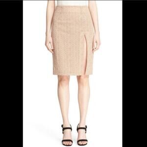 Jonathan Simkhai Women's Beige Burlesque Split Eyelet Pencil Skirt sz 10